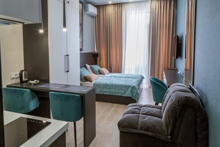 Апартаменты студио 2-местные 1-комнатные  вид на город АкваDeluxe