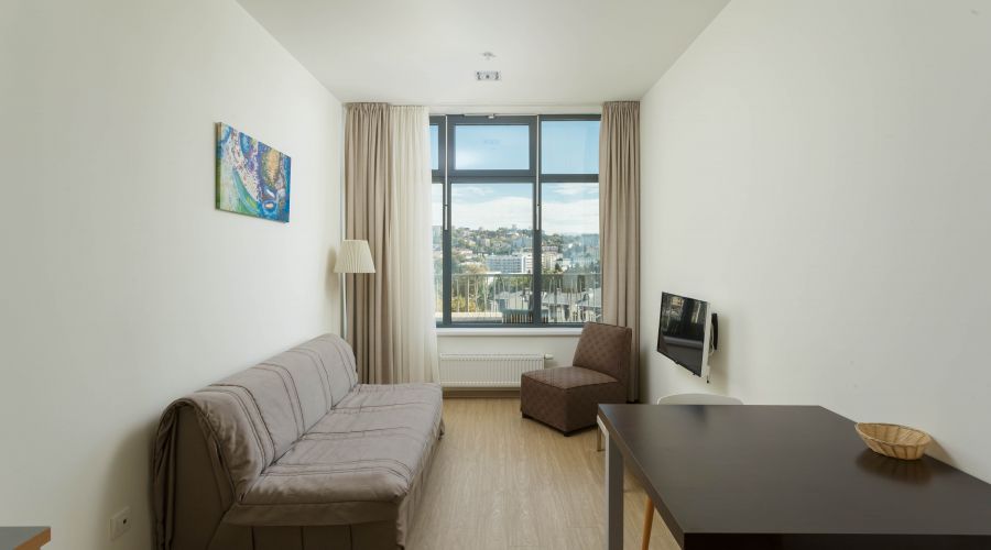 Апартаменты 2-местный 2-комнатный с одной спальней, вид на город с 6-15 этаж