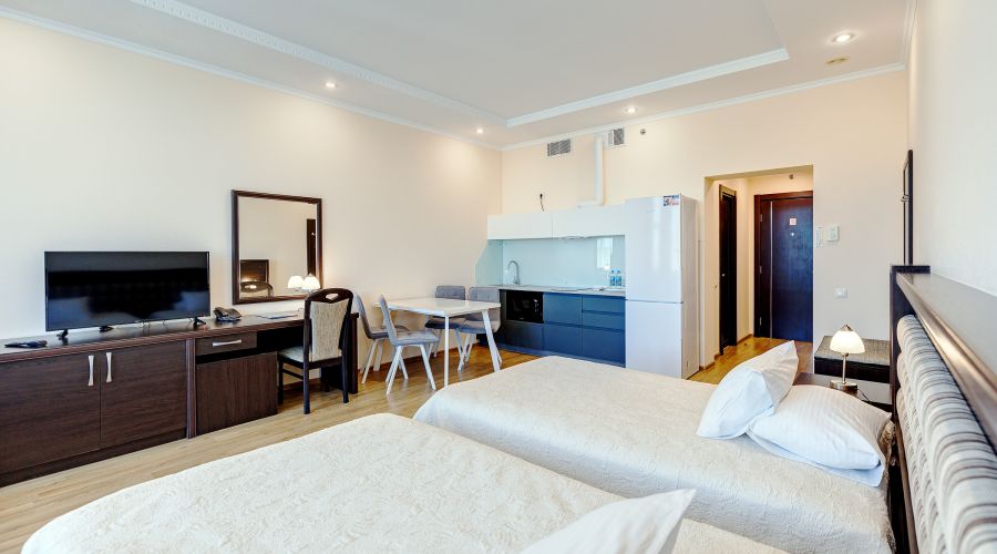 Апартаменты студио 2-местные 1-комнатные вид на город Аквамарин