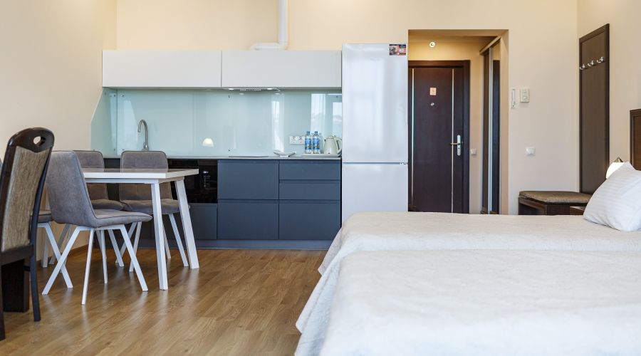 Апартаменты студио 2-местные 1-комнатные вид на город Аквамарин