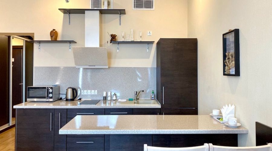 Апартаменты студио 2-местные 1-комнатные вид на город Аквамарин