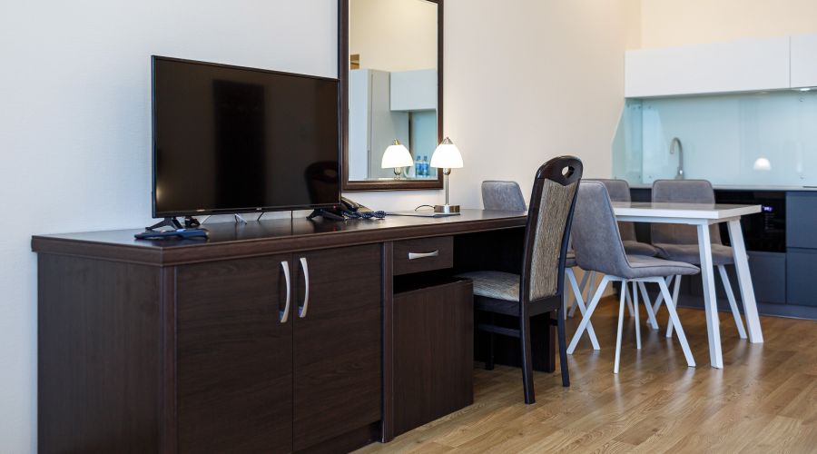 Апартаменты студио 2-местные 1-комнатные вид на город Аквамарин