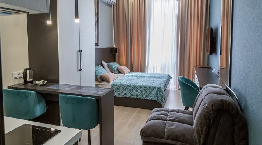 Апартаменты студио 2-местные 1-комнатные  вид на город АкваDeluxe