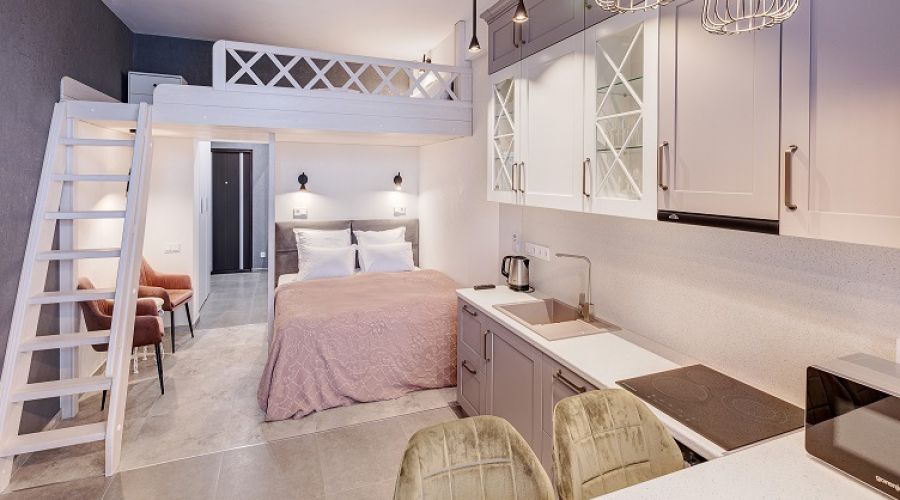 Апартаменты студио 2-местные 1-комнатные вид на бассейн "М" АкваDeLuxe