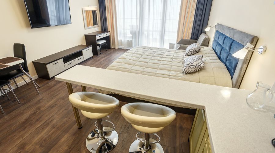 Апартаменты студио 2-местные 1-комнатные 1 линия вид на море АкваDeluxe