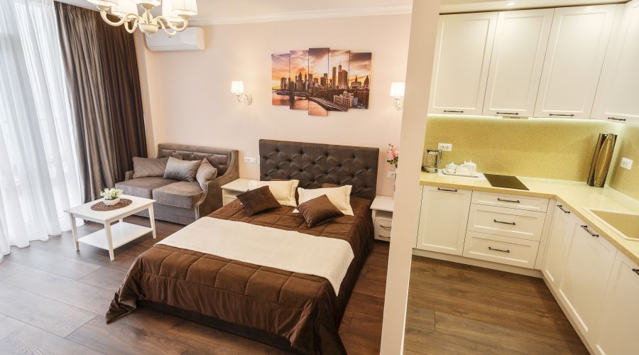 Апартаменты студио 2-местные 1-комнатные 1 линия вид на море АкваDeluxe