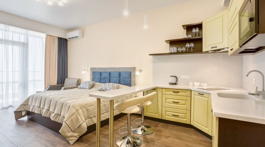 Апартаменты студио 2-местные 1-комнатные 1 линия вид на море АкваDeluxe