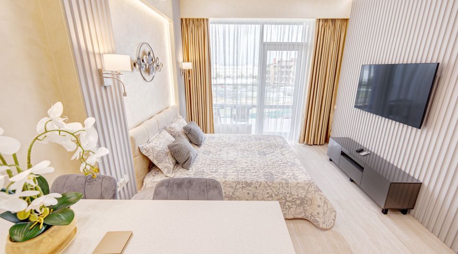 Апартаменты студио 2-местный боковой вид на море корпус АкваDeLuxe