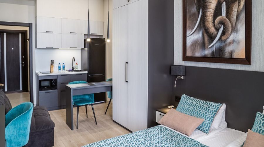 Апартаменты студио 2-местные 1-комнатные  вид на город АкваDeluxe